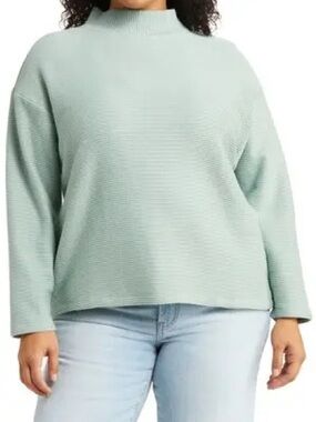 Madewell Funnelneck Drop-Shoulder Top Frosted Sage Oversized Knit 2X